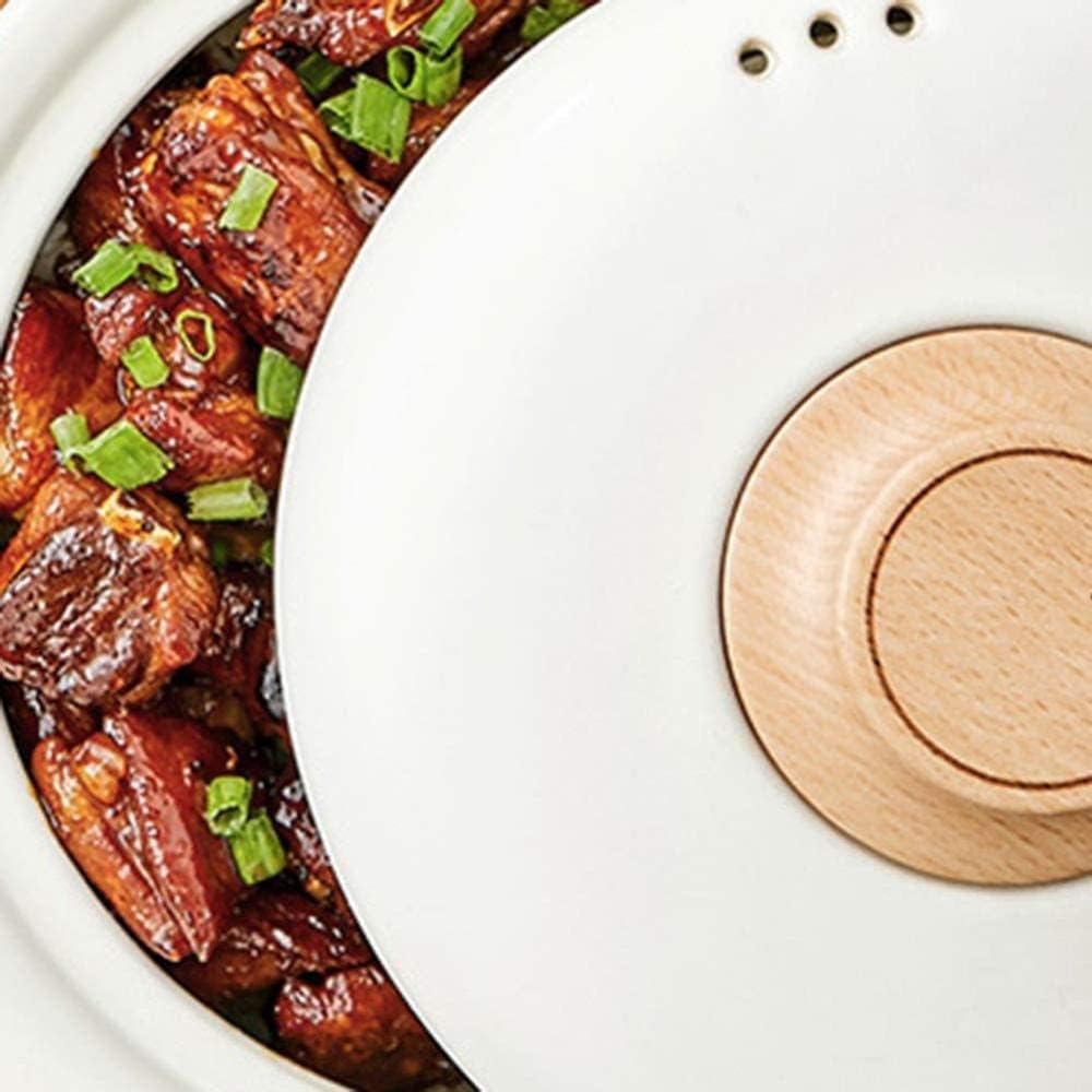 White Ceramic Casserole Cookware Heat Resistant Clay Casserole Pot Terracotta Stew Pot Non-Slip Bottom(Size:Capacity 2.5L)