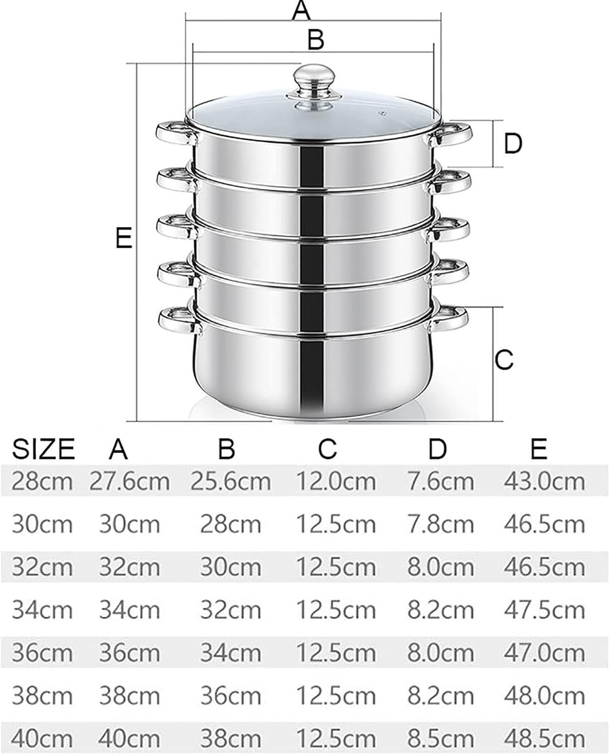 Steamer Cookware/Soup Pot/Hot Pot/400 Series Stainless Steel,3-Layer Composite Pot Bottom,Steamed Fish,Porridge,Chicken Soup,38CM