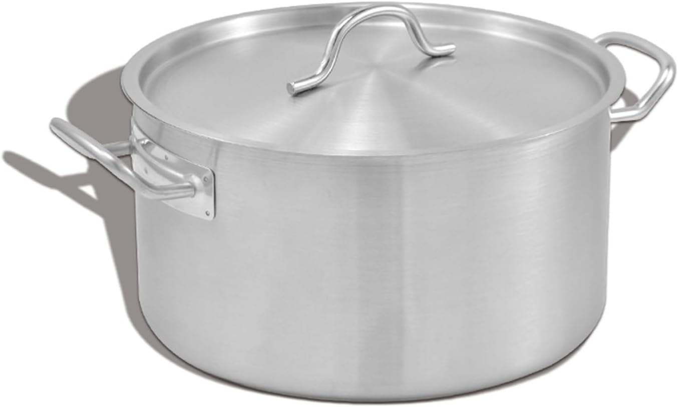 Stainless Steel Stockpot with Lid Double Handles, Flat Bottom Soup Pasta Pot for Canning Boiling Simmer, Mirror-Finish Deep Cookware for Gas Induction Electric Ceramic Stoves,12.7Qt/12L
