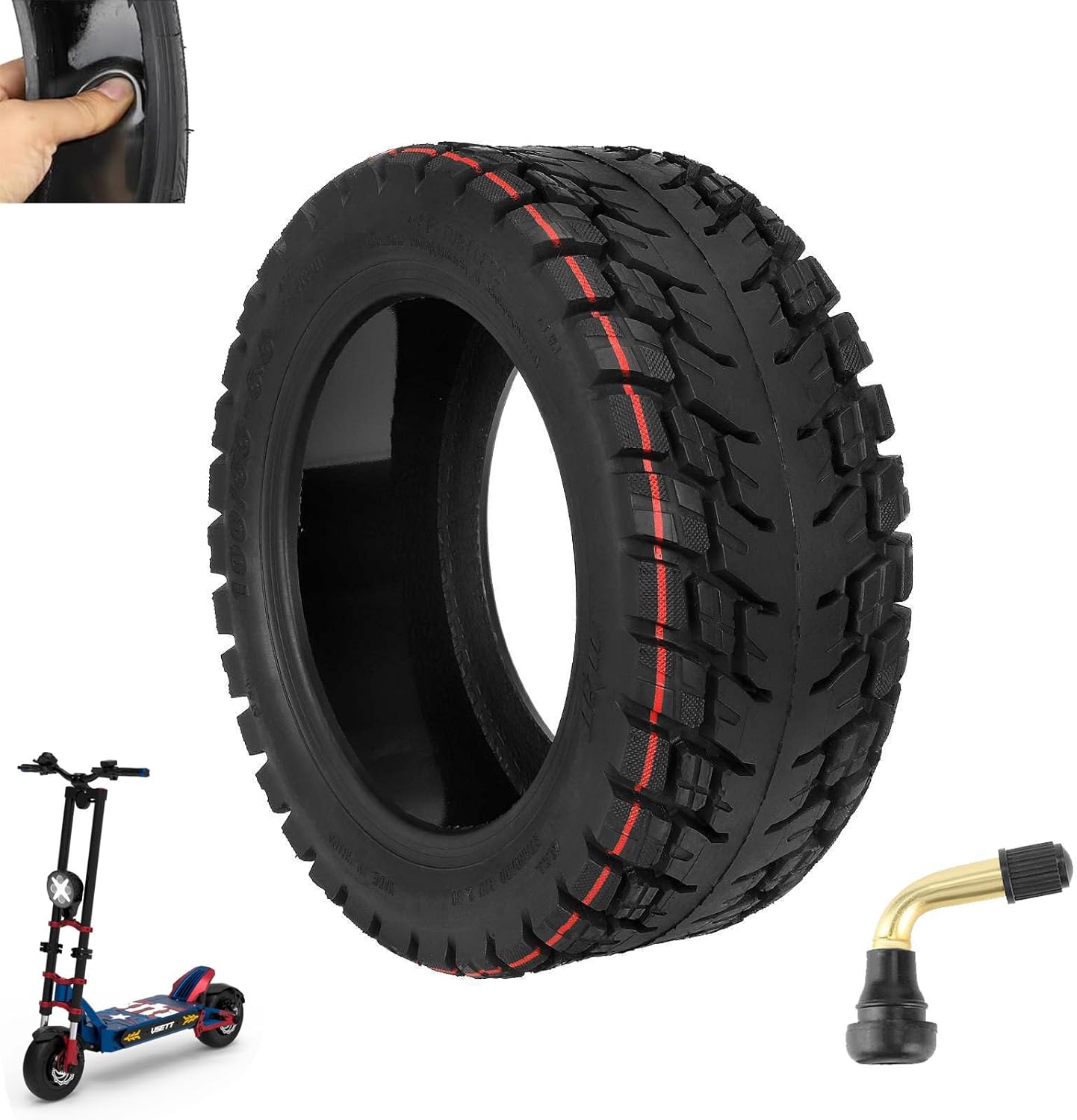100/65-6.5 Off-Road Tubeless Tire for VSETT 11+/Zero 11X/Dualtron for 11 Inch Electric Scooter Accessories, Self Repairing Tires, Non-Slip Replacement Wheels for Scooter (2 pcs)