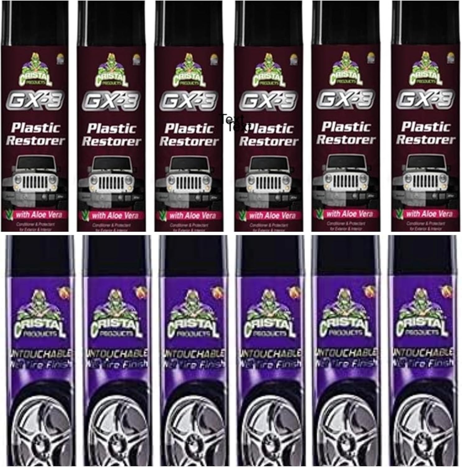 Generic Set of 6 GX-3 Plastic Restorer and 6 Untouchable Wet Tire Shine Cristal Products