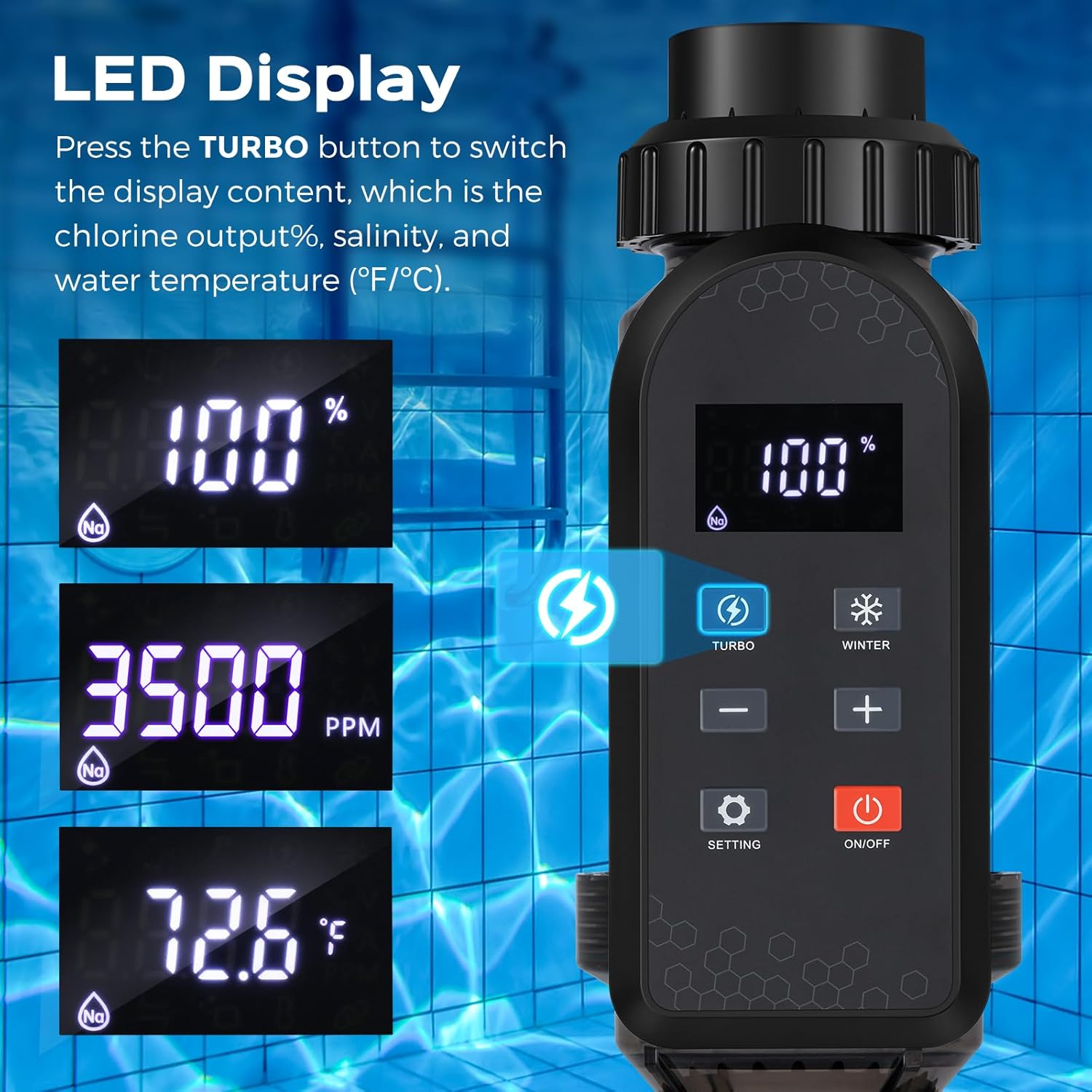 Bonvoisin Salt Water Pool Chlorinator System Salt Chlorine Generator for Inground Pools Saltwater Pool System with Titanium Cell, LED/APP Control, Up to 25,000 Gallons Pool