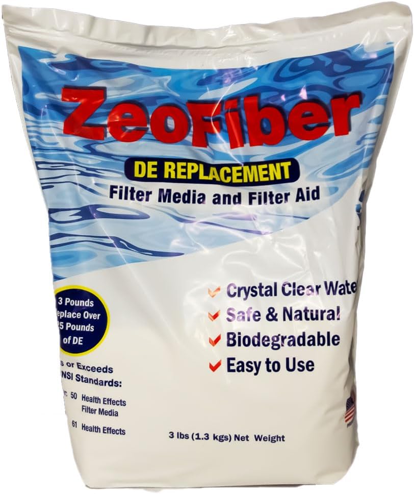 ZeoFiber 60 lb. DE Filter Replacement | Swimming Pool Green Filtration Media | Sand/Cartridge Filter Aid | Diatomaceous Earth (D.E.) Alternative for Swimming Pools | 20 Pack (Total of 60 Pounds)
