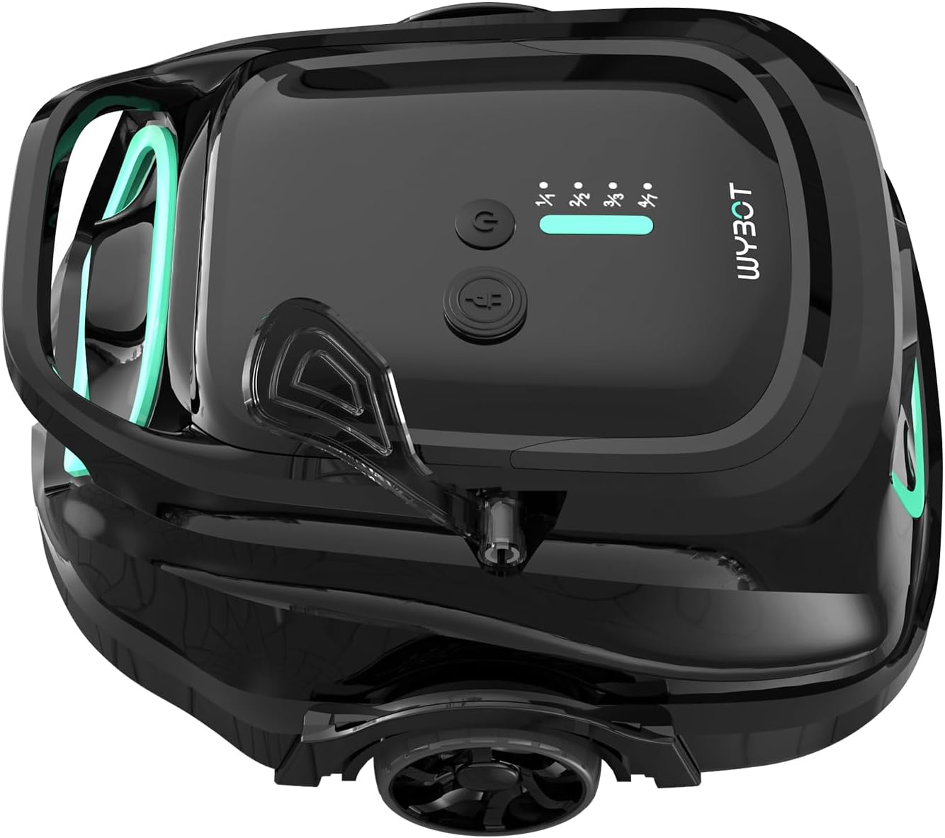 WYBOT A1 Cordless Robotic Pool Cleaner, Automatic Pool Vacuum for Above Ground with 120 Mins, Double Filters, LED Indicator, Charge in 2.5 Hours, Ideal for Above & In-ground Flat Pools - Blackgreen