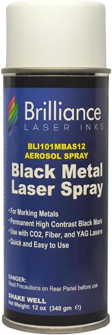 Pack of 2 - BLI101-12 Oz - Aerosol Black Laser Ink for Metals Marking - CO2 Laser - Fiber Laser - YAG, Durable, Permanent, High Contrast, Brilliance Laser Inks