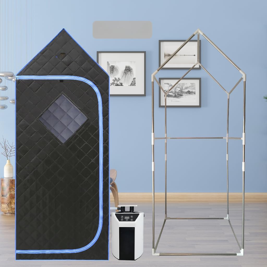 Portable Full Size Steam Sauna Tent with Gothic Roof for Spa and Relaxation, Easy Installation, Large Capacity, Black