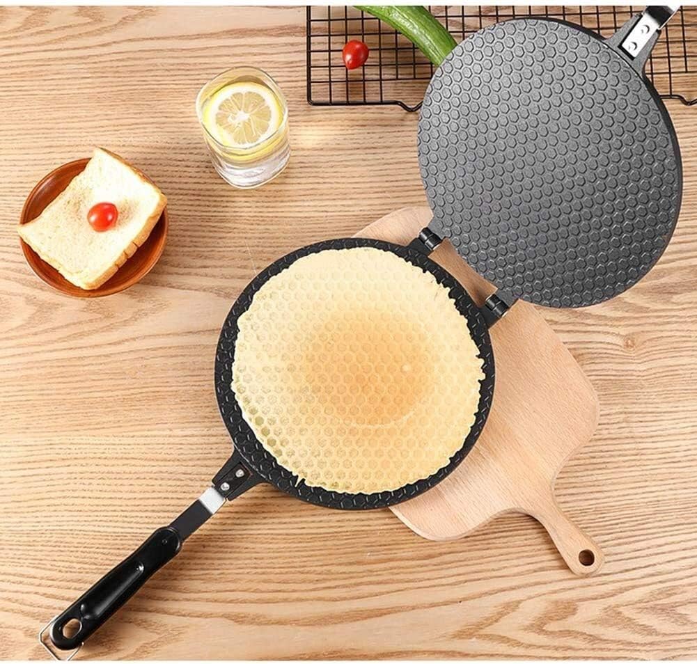 Frying Pan Skillet Egg Roll Convenient to Clean Wok Induction Pancake Pan Saving Food Oil Double-Sided Egg Roll Pan, 17Cm, Black-Black-22cm