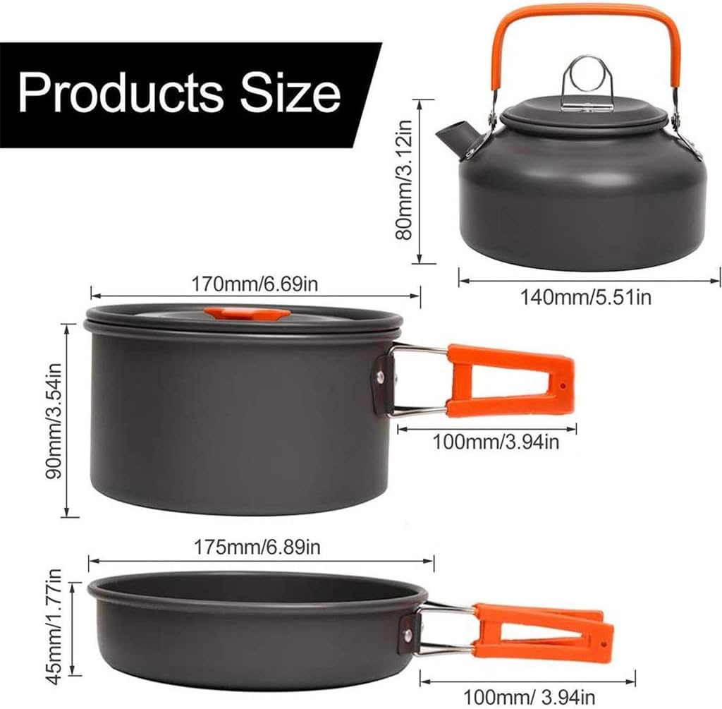 Aluminum Kitchen Set Camping Pot Kit Kettle Travel Mountaineering Picnic BBQ Cutlery Equipment
