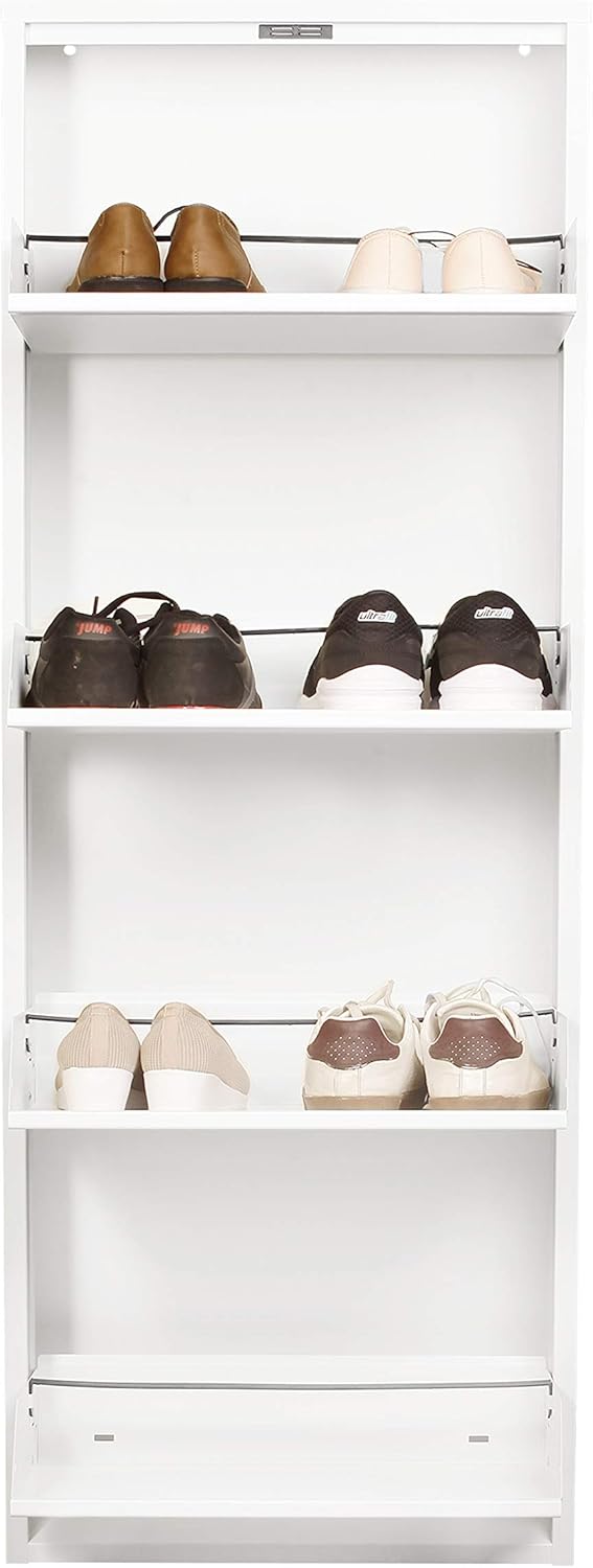 Mabel Home Modern 3 & 4 Drawer Shoe Cabinet, 3-4Tier Shoe Rack Storage Organizer, (White) (3 & 4Tier) (4 Tier)