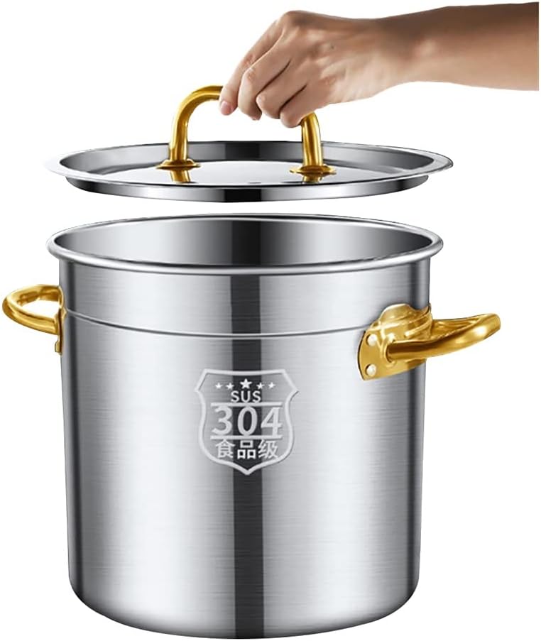 Stockpots Large Deep Stainless Steel Stock Pot Casserole Stockpot, Sunken Type Pot Lid and Heat-Resistant Handles, High-Capacity, 7 Size(50 * 50(93L)
