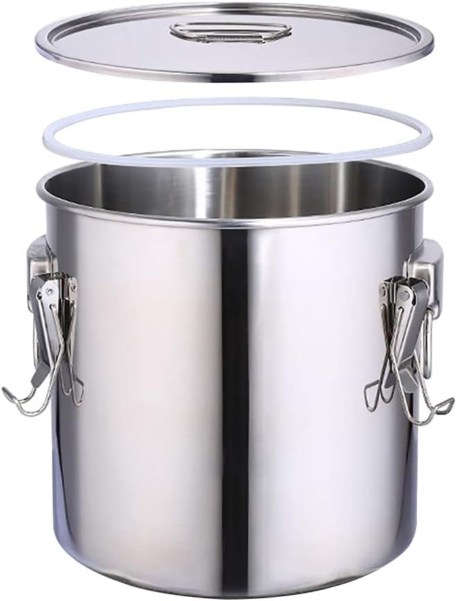 Stockpots 304 Stainless Steel Sealed Storage Bucket with Lid, Sealed and Kept Fresh, Large Capacity Pot, Can Be Used As Soup Bucket(44cm*45cm(65L)