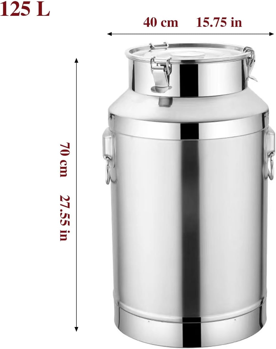 Stock Pot - 304 Stainless Steel Milk Can, Pail Bucket Liquid Storage Container Spill Proof Milk Pail with Handle & Sealed Lid for Coffee, Flour, Grains, Rice, Oil, Wine(125L)