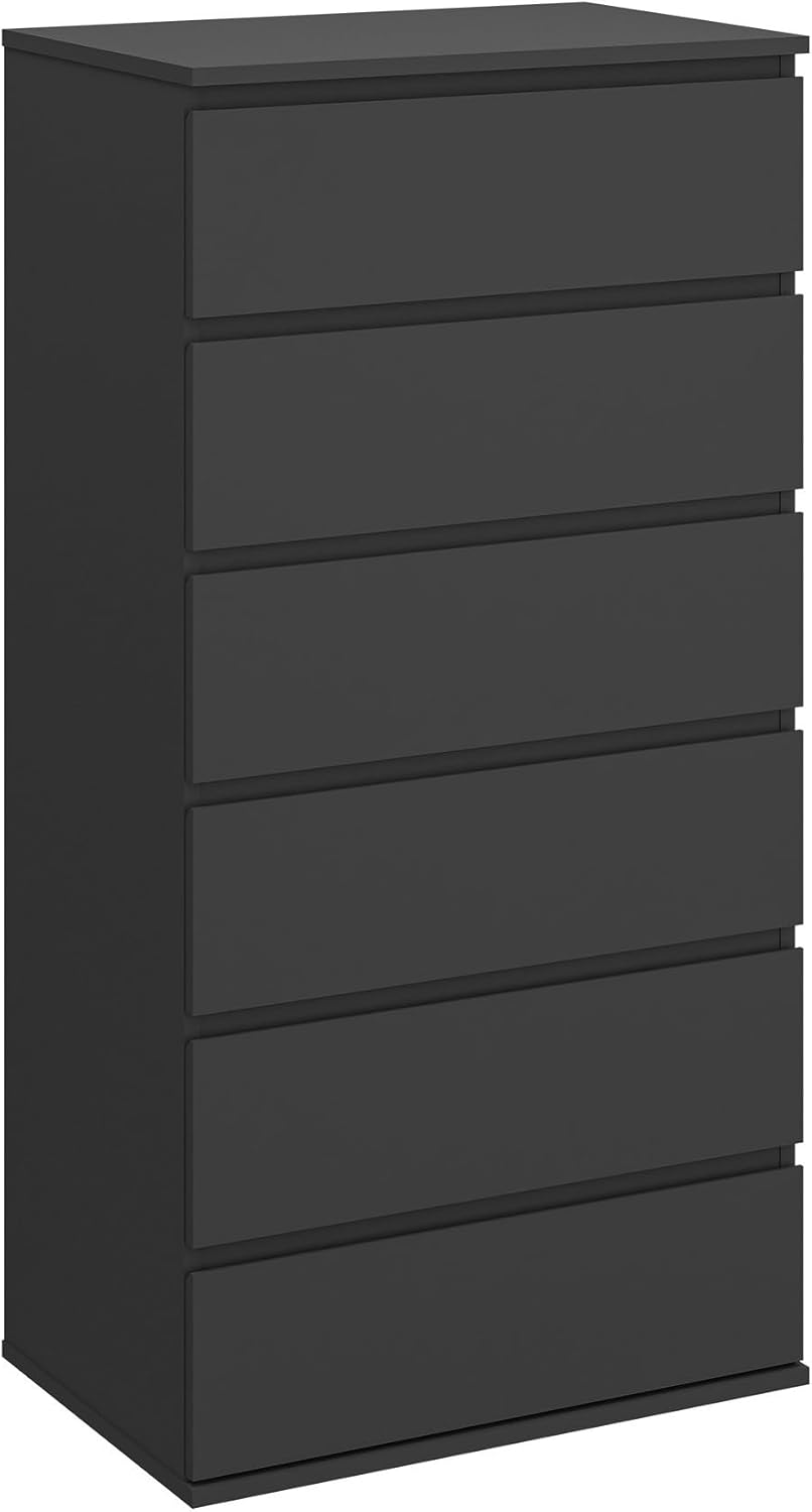 Modern Chest of Drawers, 4/5/6 Drawer Dresser Without Handles Floor Storage Drawer Cabinet Vertical Dresser Storage Organizer for Home Office(5 Drawers, White)