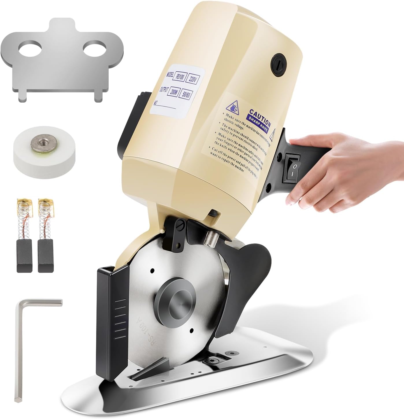 Electric Rotary Fabric Cutter, 110V Electric Fabric Cutter, 4 Inch Octagonal Blade Cloth Cutter Electric Scissors with Automatic Sharpener for Multi Layer Carpet Leather