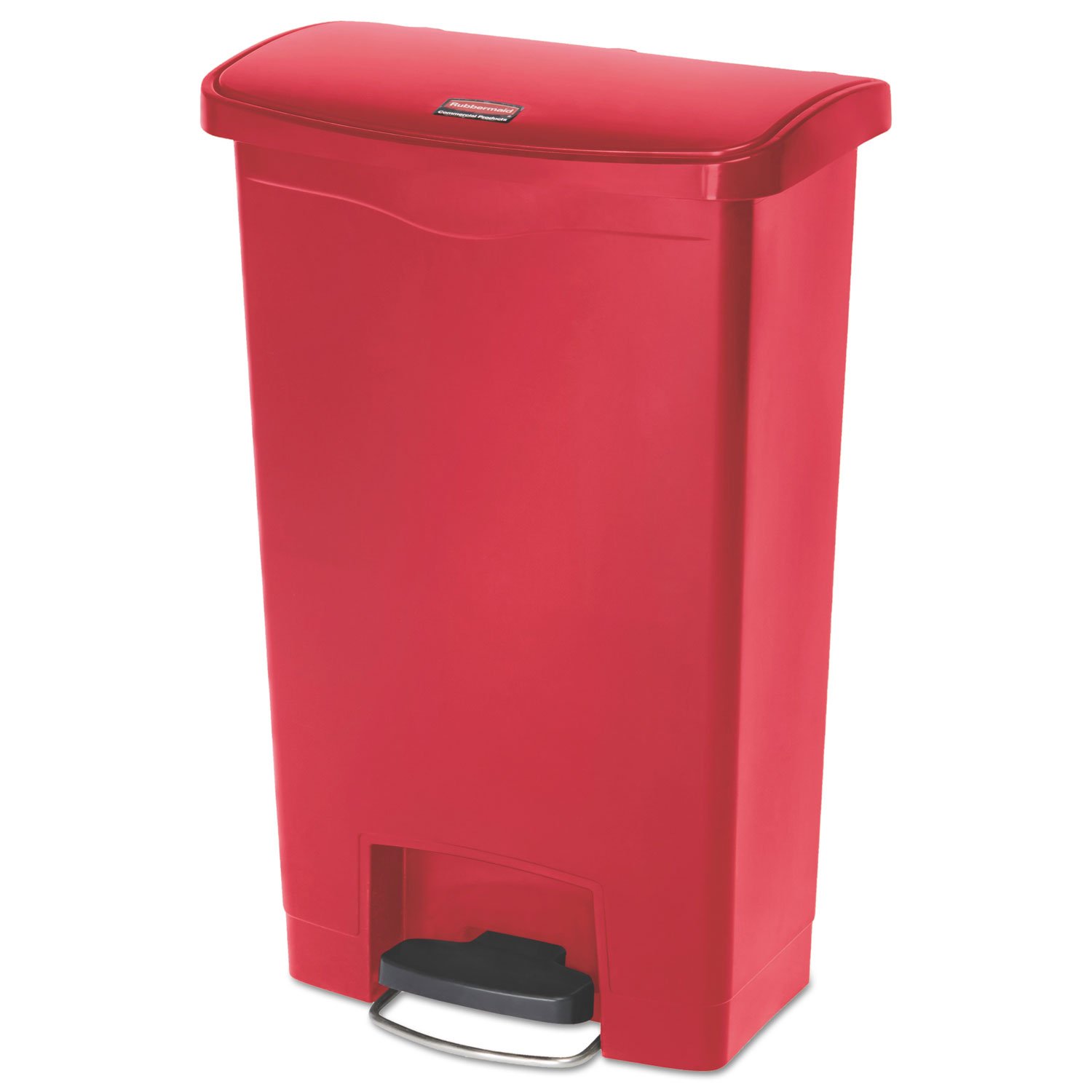Rubbermaid Commercial Products Streamline Slim Step-On Plastic Trash Can, 13 Gallon, Red, Hands-Free Garbage Can for Medical Waste in Hospitals/Lab/Emergency/Patient Rooms