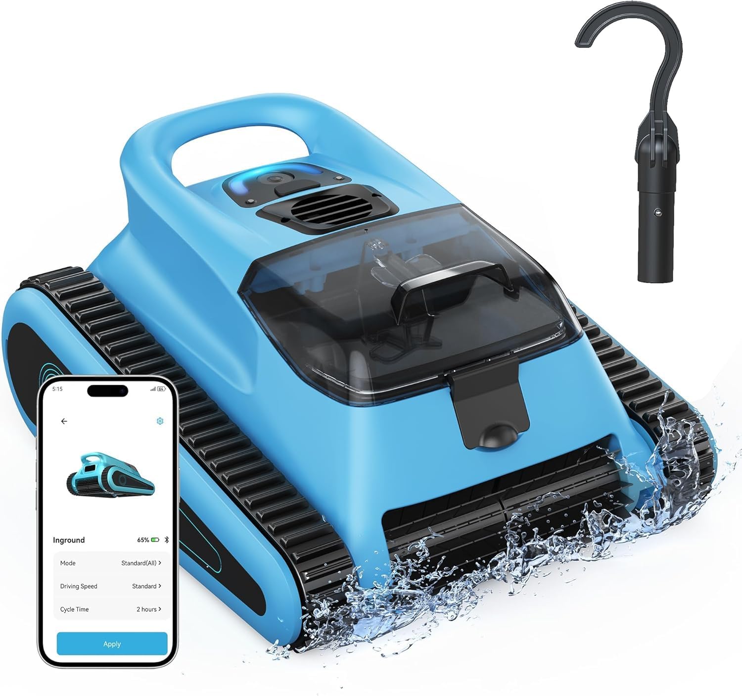 Cordless Pool Vacuum for Inground Pools - HISION Robotic Pool Cleaner with App Control, Wall & Waterline Cleaning, Smart Navigation, 150 Mins Runtime, Up to 2000 Sq.ft (2025 Upgrade)