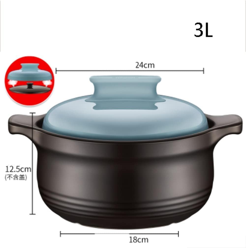 Clay Cooking Pot Terracotta Stew Pot Stockpots Clay Casserole Pot Ceramic Casserole Cold and Hot Alternately Without Cracking(Size:3L)