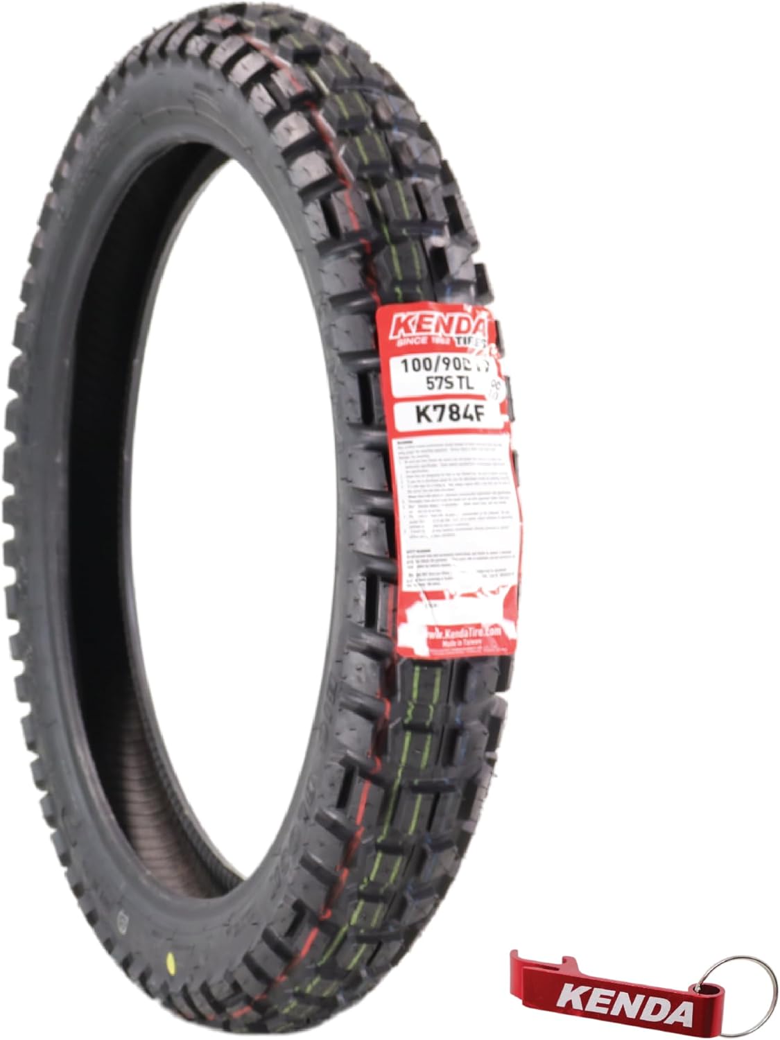 Kenda Big Block K784 100/90B19 Front Tire for Motorcycles, Dirt Bikes, and City Bikes - Durable Off-Road & Street Performance with Keychain 100x90x19