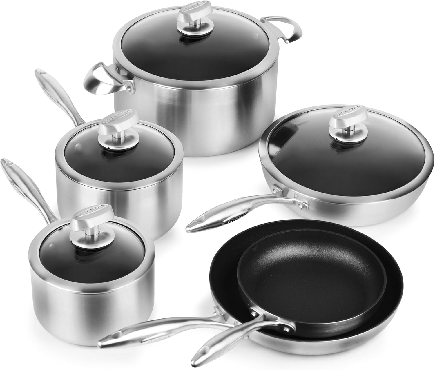 Scanpan CX+ 10 Piece Cookware Set with Stratanium Plus Nonstick - 5-ply Stainless Steel