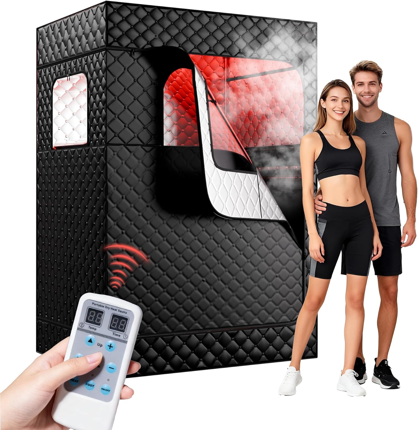 Double Portable Infrared Sauna Tent, Easy to Assemble/fold Design, Equipped with a Ground mat and Infrared Heating, Suitable for Home Fitness and spa Experiences, Ideal for Yoga and Pilates Workouts.