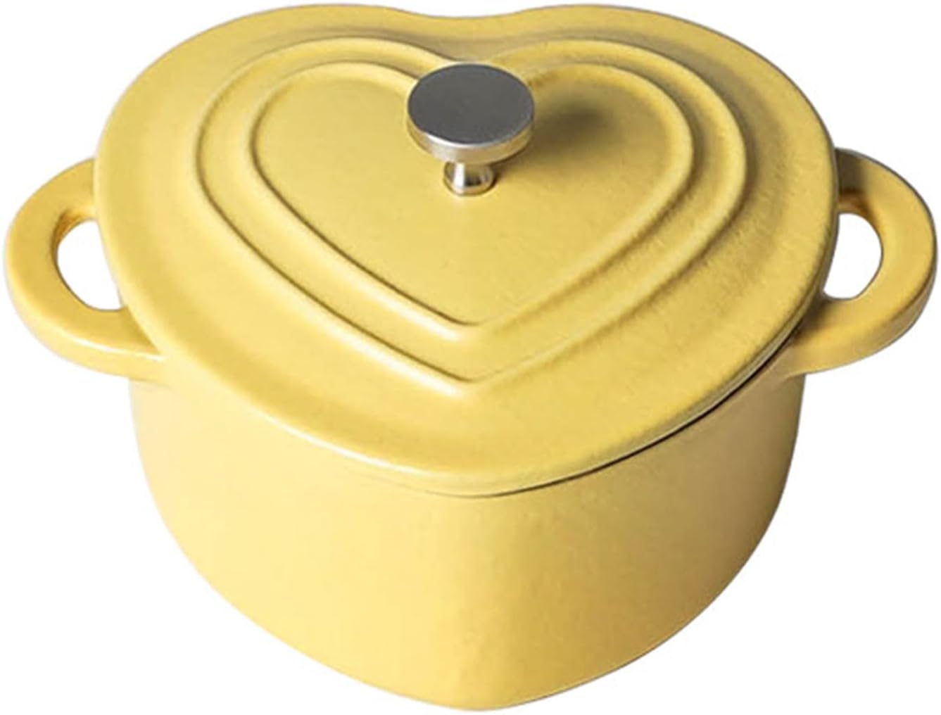 Dutch Oven Pot with Lid, Enameled Cast Iron Coated Dutch Oven,Casserole Dish,Enameled ast Iron Dutch Oven Heart Shaped Enameled Cast Iron Figural Heart,Yellow