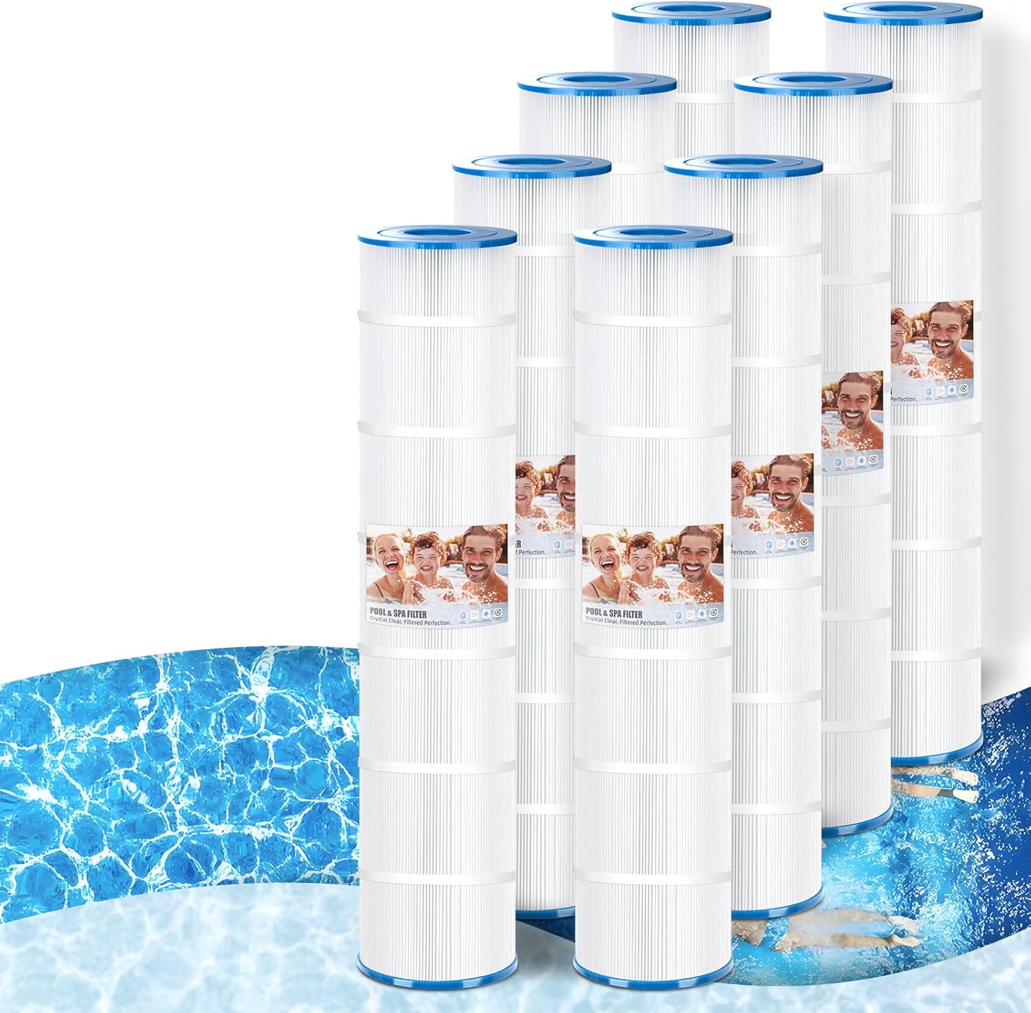 8 Pack Pool Filter Cartridge Replacement For Unicel C-7494, Filbur FC-1227, Pleatco PA131, Hayward C5030 C5025 C5020 C5000 CX1280XRE CX1260XRE-Certified with NSF50 for Material Safety,131 Sq.ft