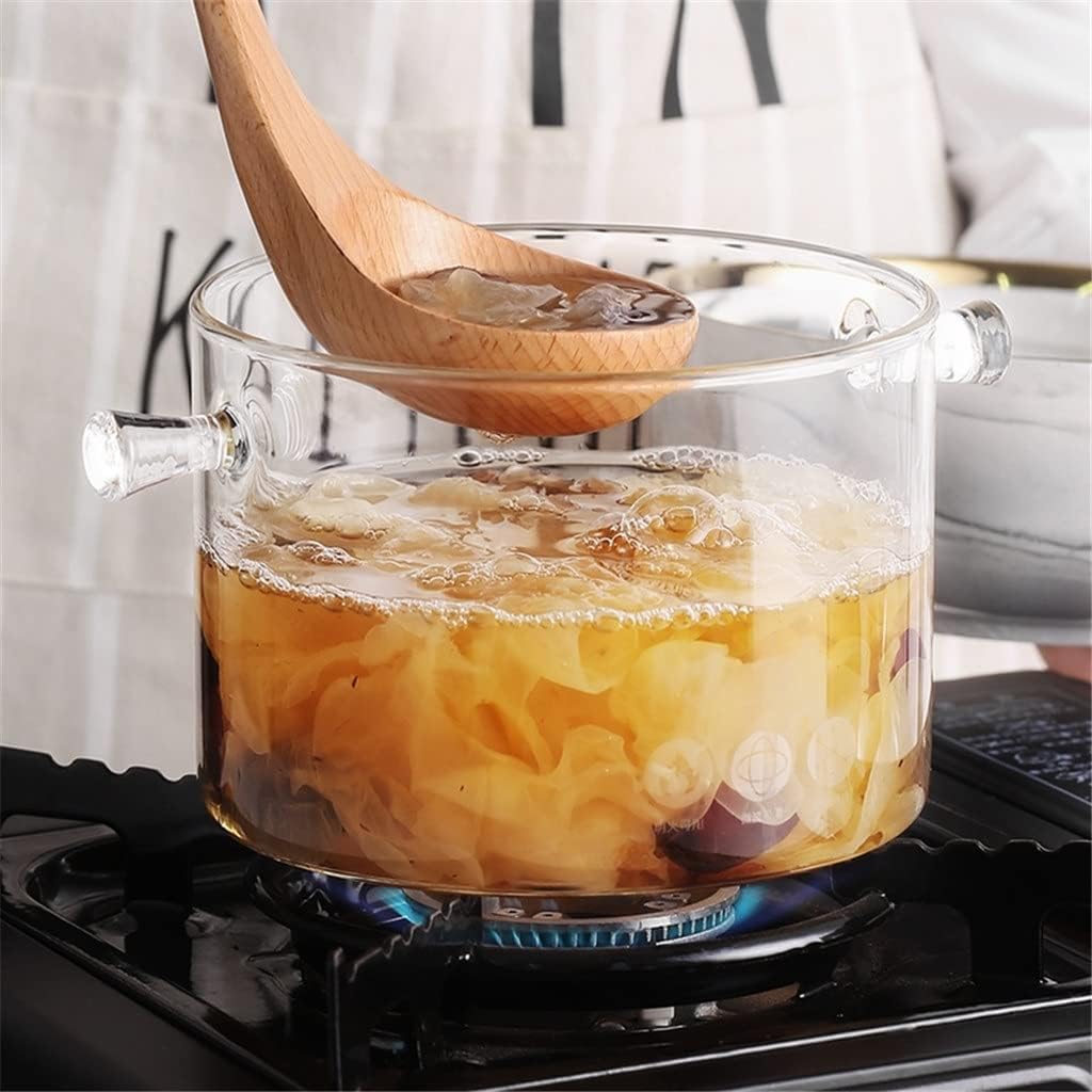 1.35/1.5L Household Heat Resistant Glass Soup Porridge Pot Microwave Fire Heating Transparent Bowl Kitchen Cooking