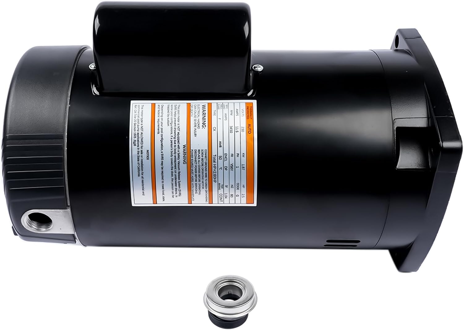 B2840 B840 2.5 HP 230V 56Y Frame Square Flange 3450 RPM 11.5 Amp Pool Pump Motor