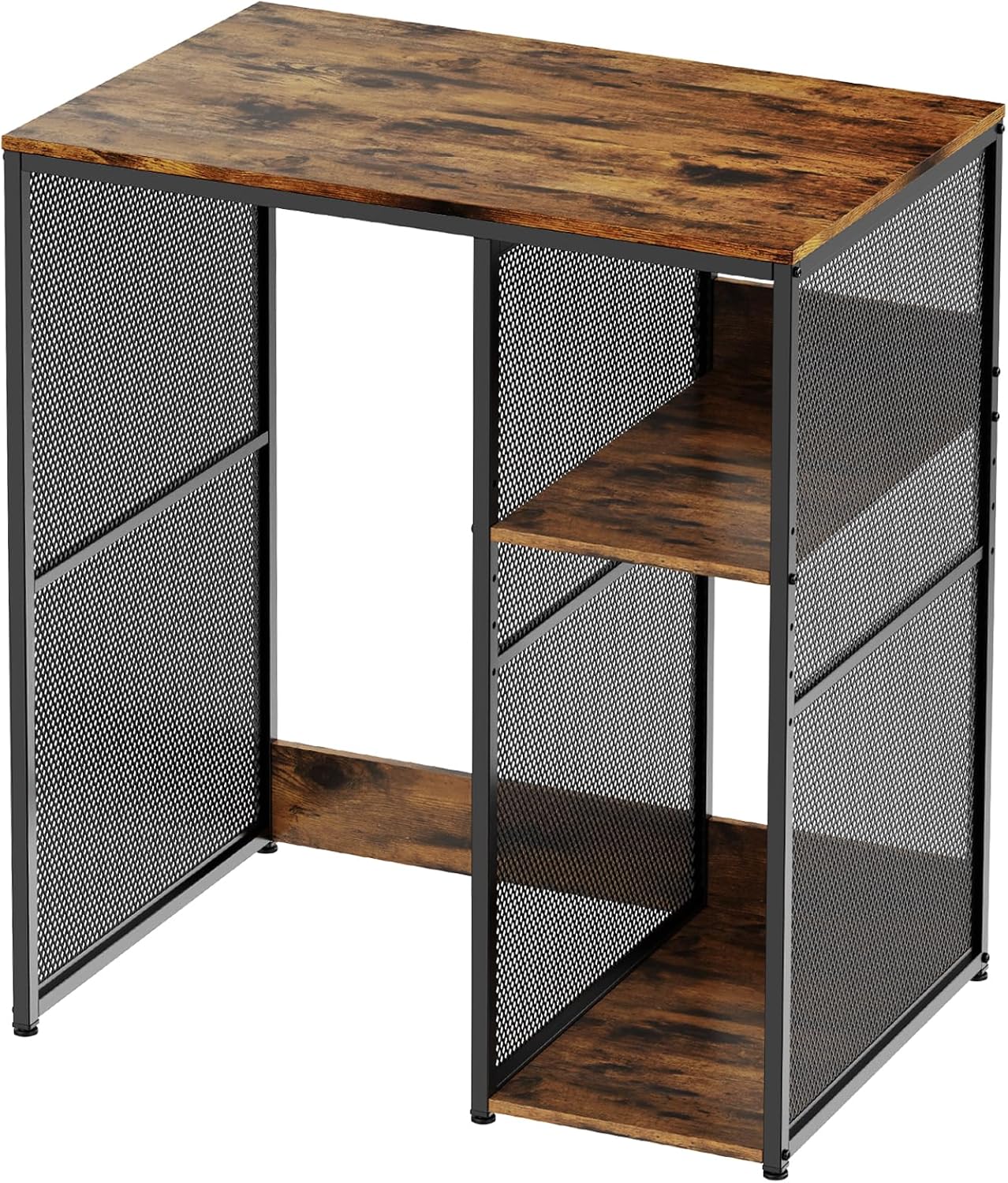 3-Tier Mini Fridge Cabinet with Storage, Industrial Style Kitchen Microwave Stand Baker Rack, Utility Storage Shelf with Mini Fridge Space for Home Kitchen Dorm, Vintage Wood