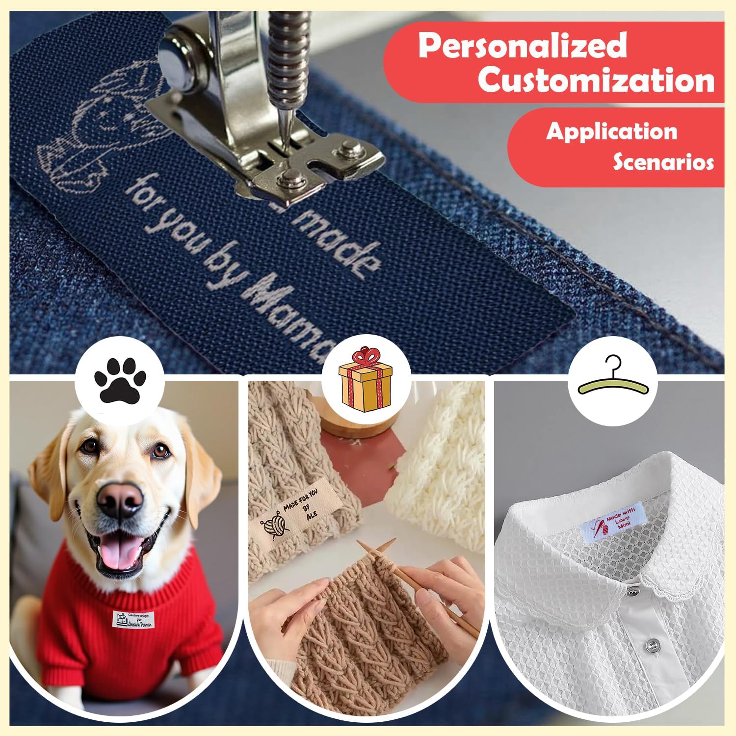 500 Pcs Custom Woven Labels – Bulk Pack Durable Polyester Tags for Large Projects and Professional Branding – Fade-Resistant