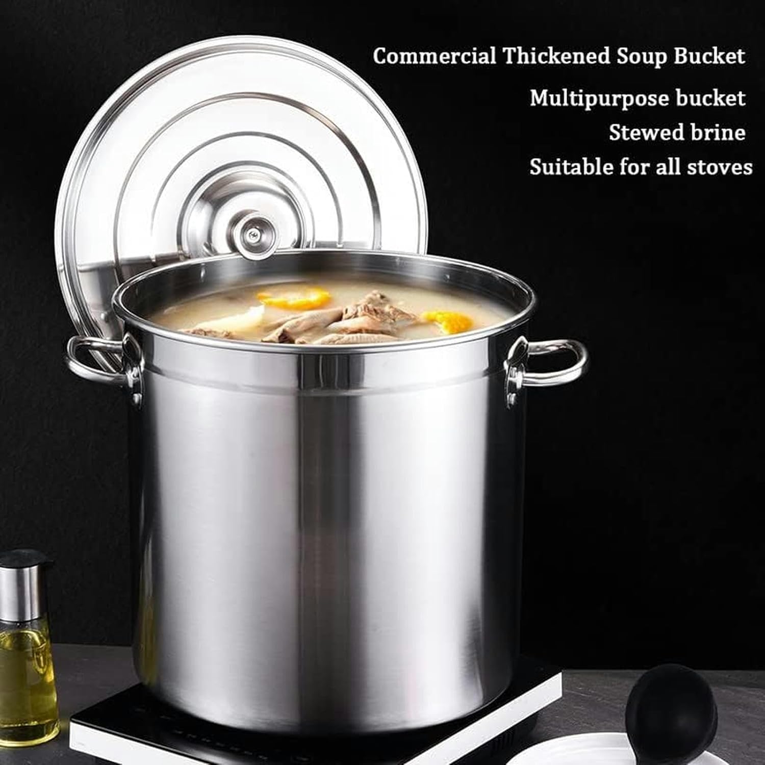 Large Crawfish Seafood Boil Pot with Drain Basket and Lid Stainless Steel Stock Pot Outdoor Turkey Fryer Pot Heavy Kettle Cookware for Boiling Lobster Crab,27Qt(45Qt)