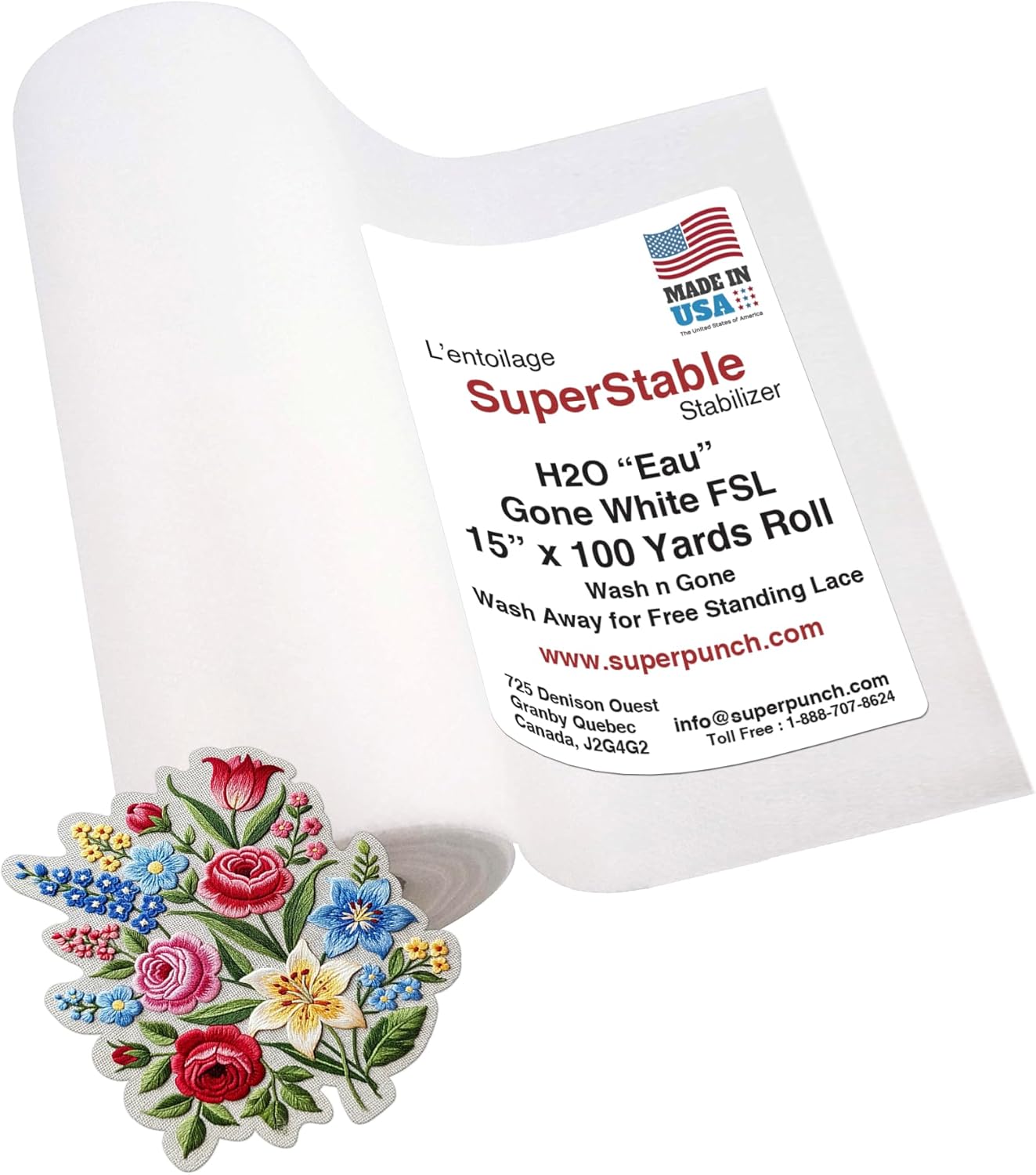 Superpunch Wash Away Stabilizer, SuperStable H2O 