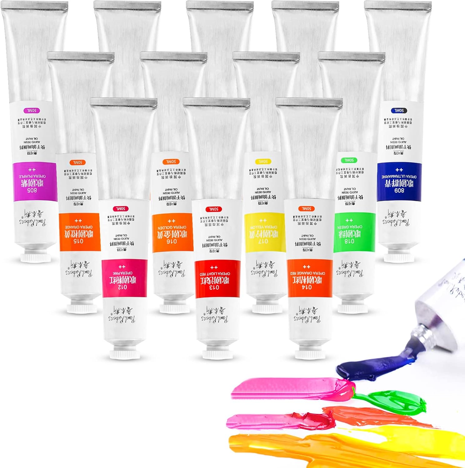 Paul Rubens Oil Paint 38 Bright Colors High Saturation, 50ml Large Capacity Tubes, Faster Drying Time with Creamy Texture and Consistency for Artists, Adults, Beginners Oil Painting Supplies