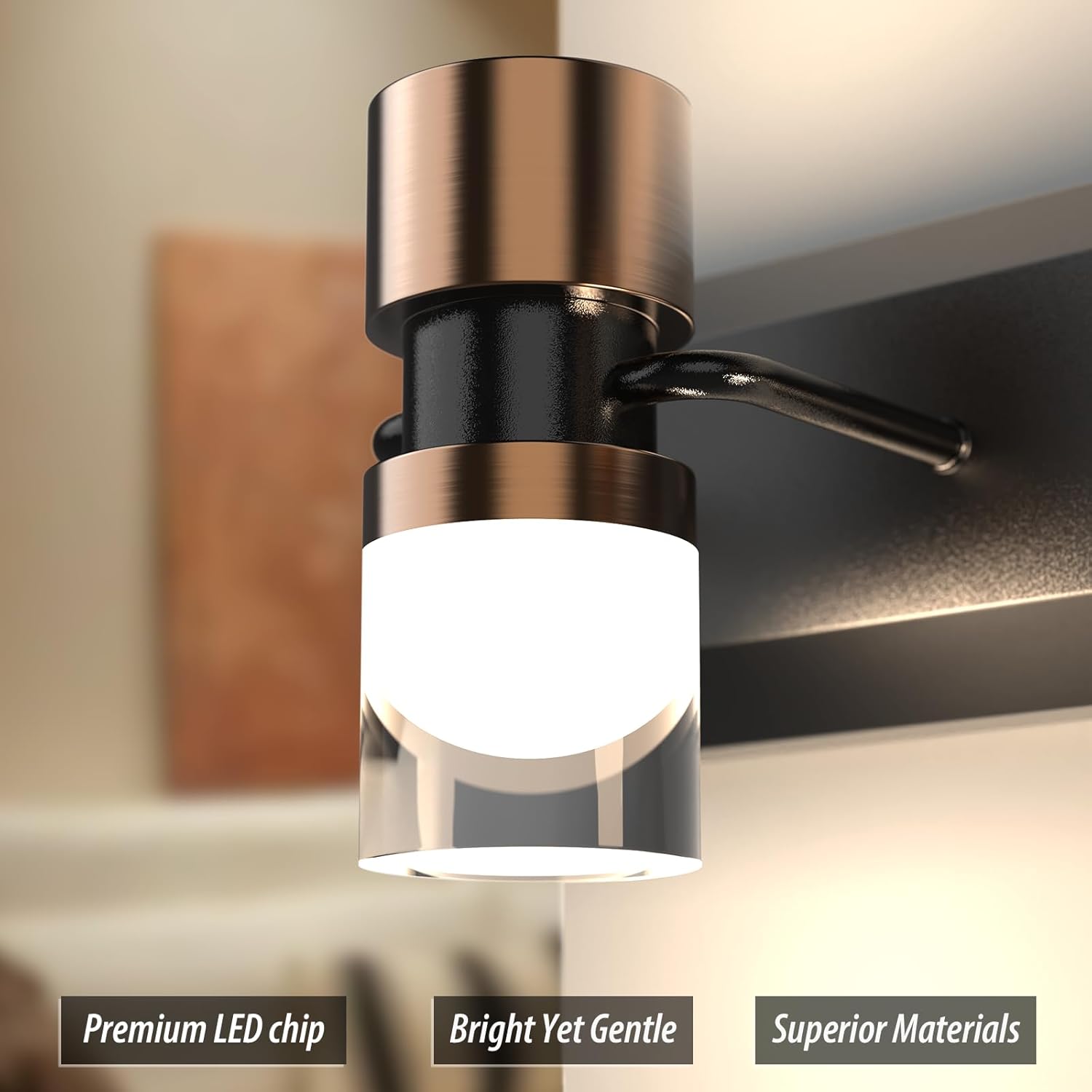 LED Bathroom Vanity Light Fixtures, 3 Light Black and Gold Wall Sconces Lighting, 20inch Modern Bathroom Light Fixtures, 4000K Led Wall Lamp for Mirror Living Room Bedroom Dressing Table Bar