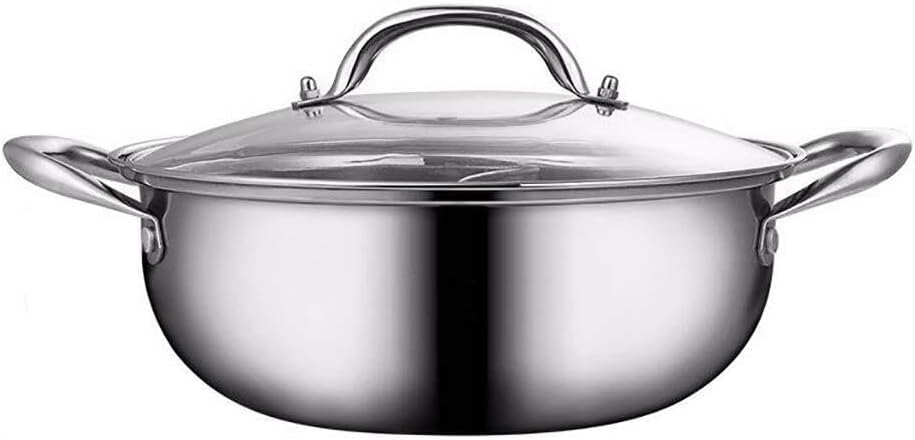 28cm Hot Pot Cooker, Mandarin Duck Dual Hot Pot, Stainless Steel Casserole with Toughened Glass Lid, Induction, Gas, & Electric Stove Compatible