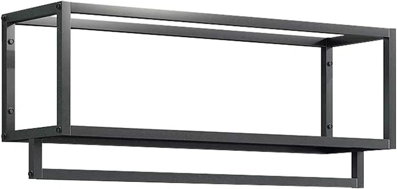 Creative Square Display Garment Racks in Boutique Clothing Stores, Wall-Mounted Hanging Clothes Shelf in Home, Towel Racks for Bathroom Storage Shelves (Black, 31.5