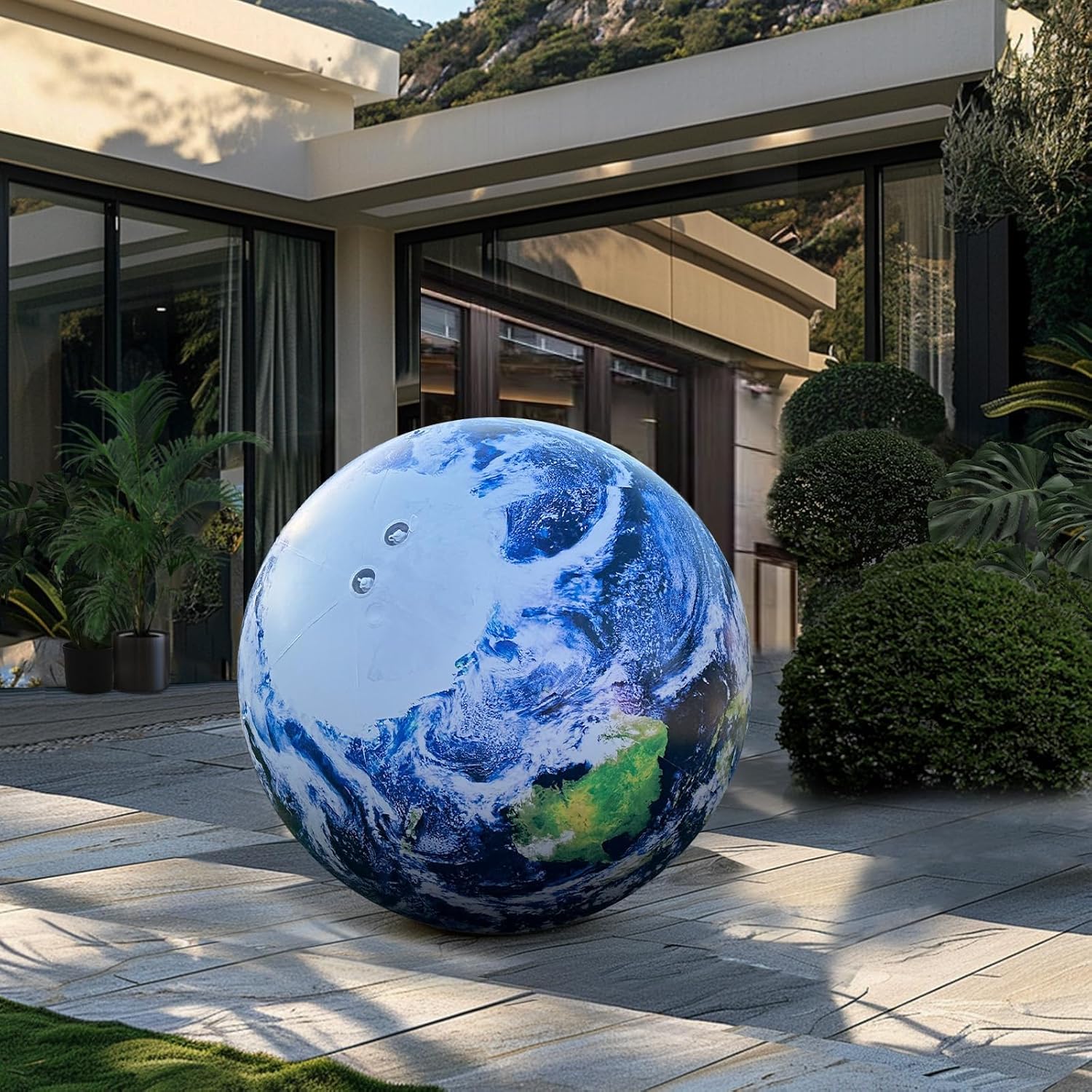 OZIS 23.6'' Large Inflatable Globe, Inflatable Earth Planet Balloon withLED Light and Air Pump for Educational Institution/Planetarium//ChurchStore/Club Decoration