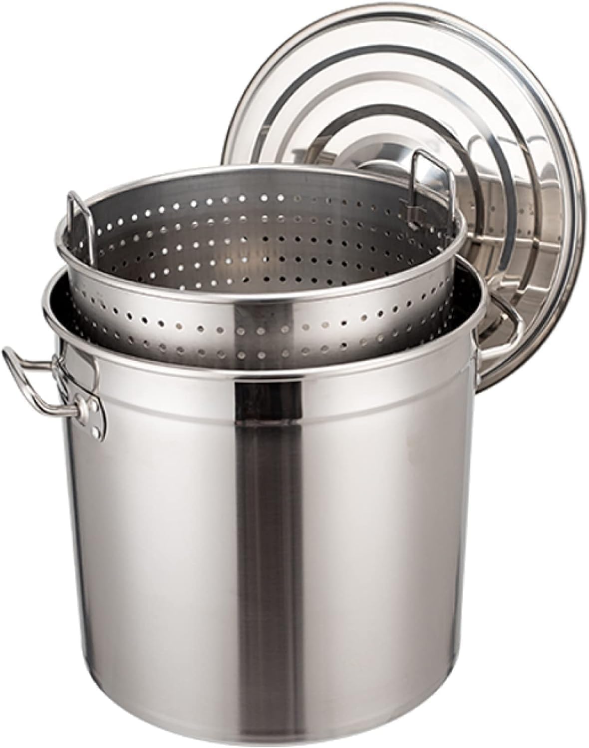 Heavy-Duty Stainless Steel Stockpot - Ideal for Low Country Boils, Steaming Gumbo, and Hearty Stews(63Qt)