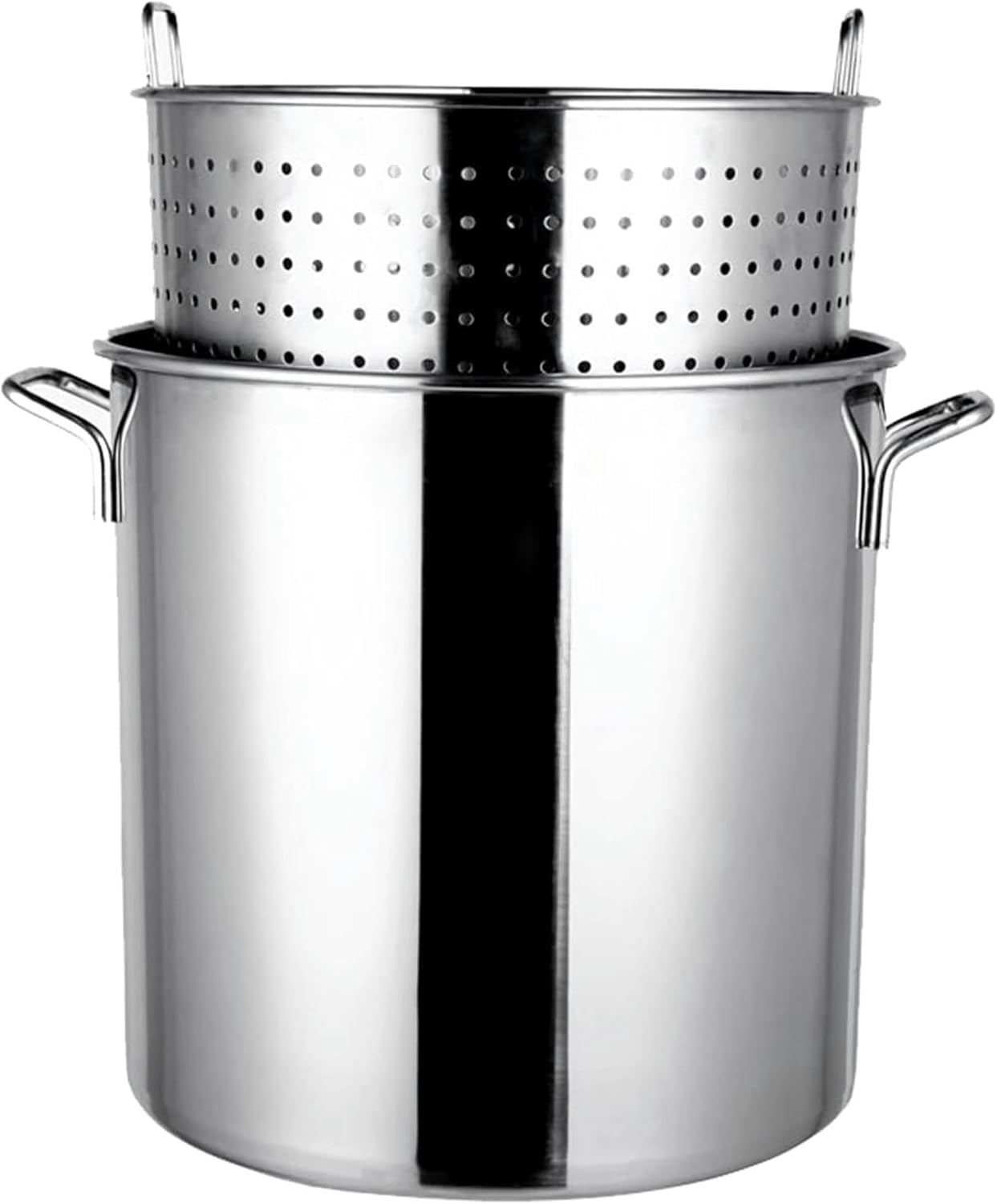 Stock Pot with Strainer Basket & Lid, Stainless Steel Cookware Crawfish Seafood Pot for Steaming and Boiling Deep Frying,40 * 40cm(50 * 50cm)