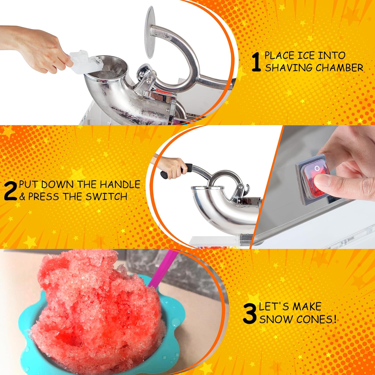 VNN Commercial Shaved Ice Machine - Electric Snow Cone Machine, Suitable for Party Activities, Family Gatherings, Events