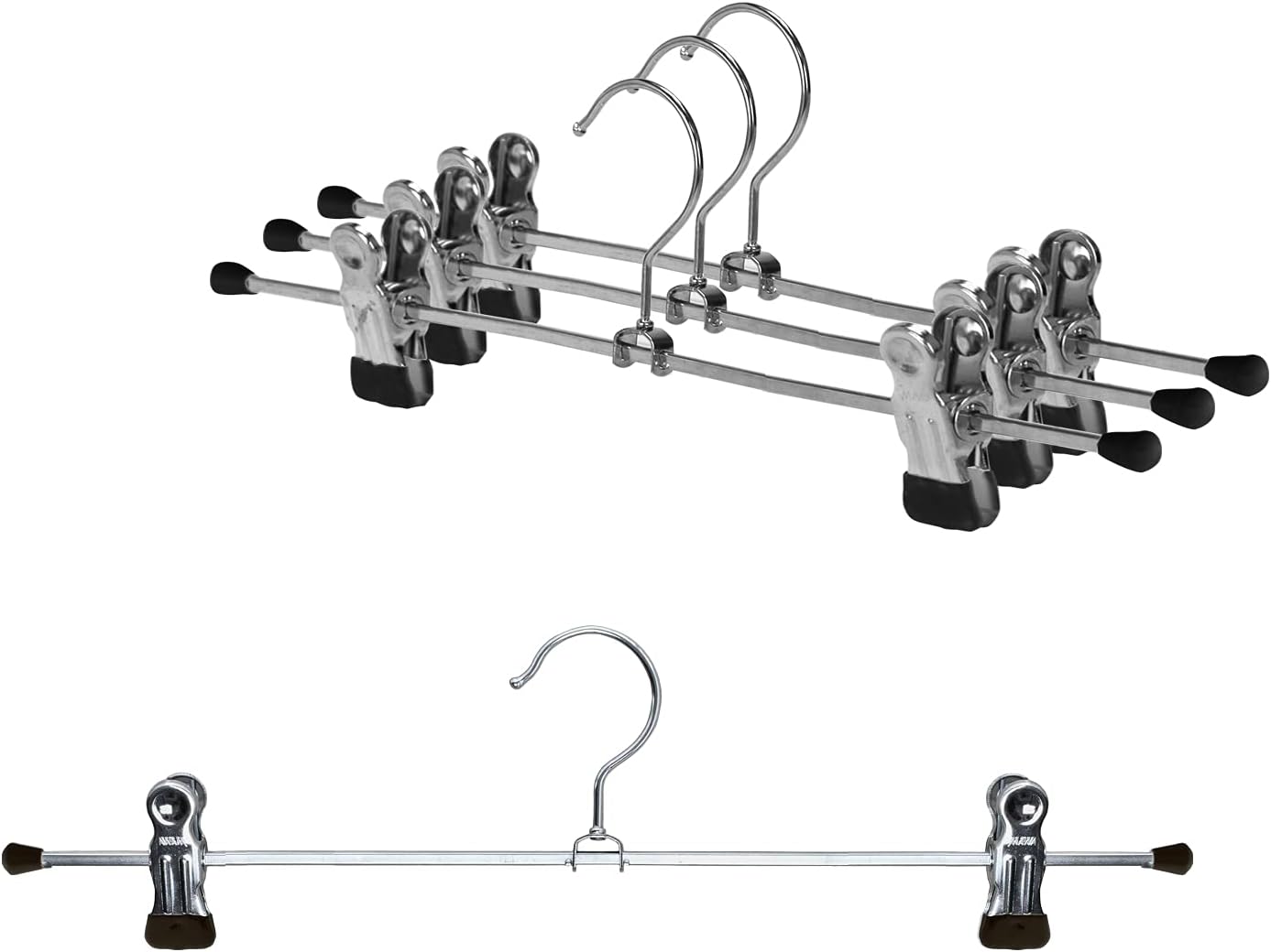 Mawa by Reston Lloyd Non-Slip Space-Saving Clothes Hanger for Pants & Skirts with Two Clips, Style K/40D, 15 3/4