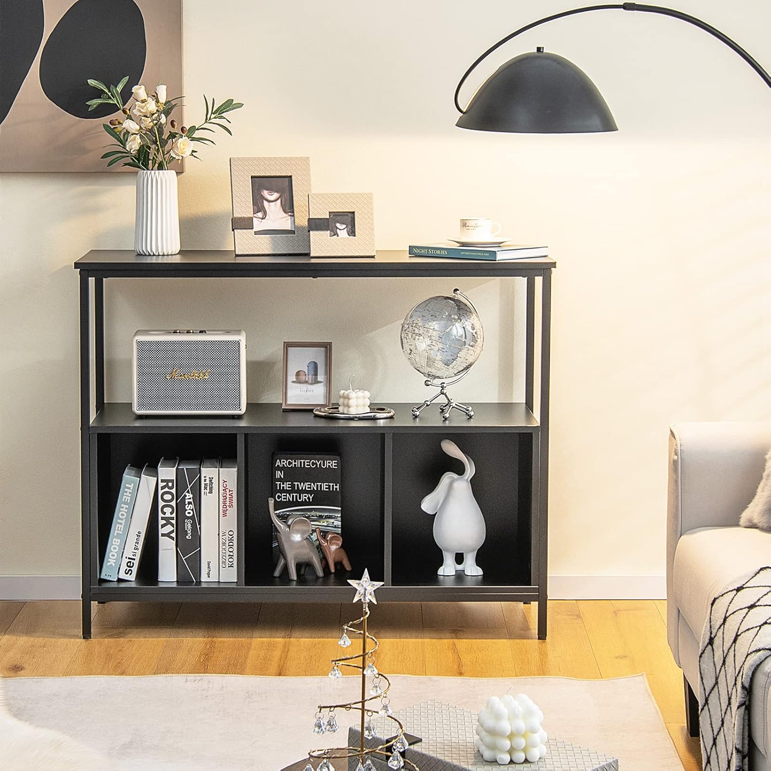 PETSITE Sideboard Buffet Table with Storage Cabinet & Shelves, Industrial Microwave Oven Stand, Coffee Bar Station, Stationary Kitchen Island Cart