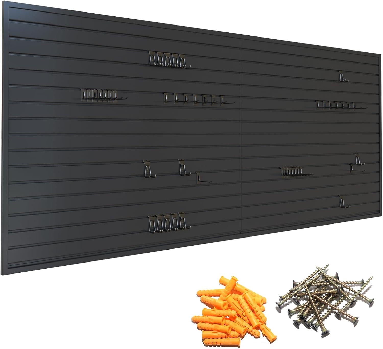 Yuzzy Slat Wall Paneling 4 x 8ft, Garage Slatwall Panel Wall Storage Systems, Heavy Duty PVC Garage Wall Organization (Gray)
