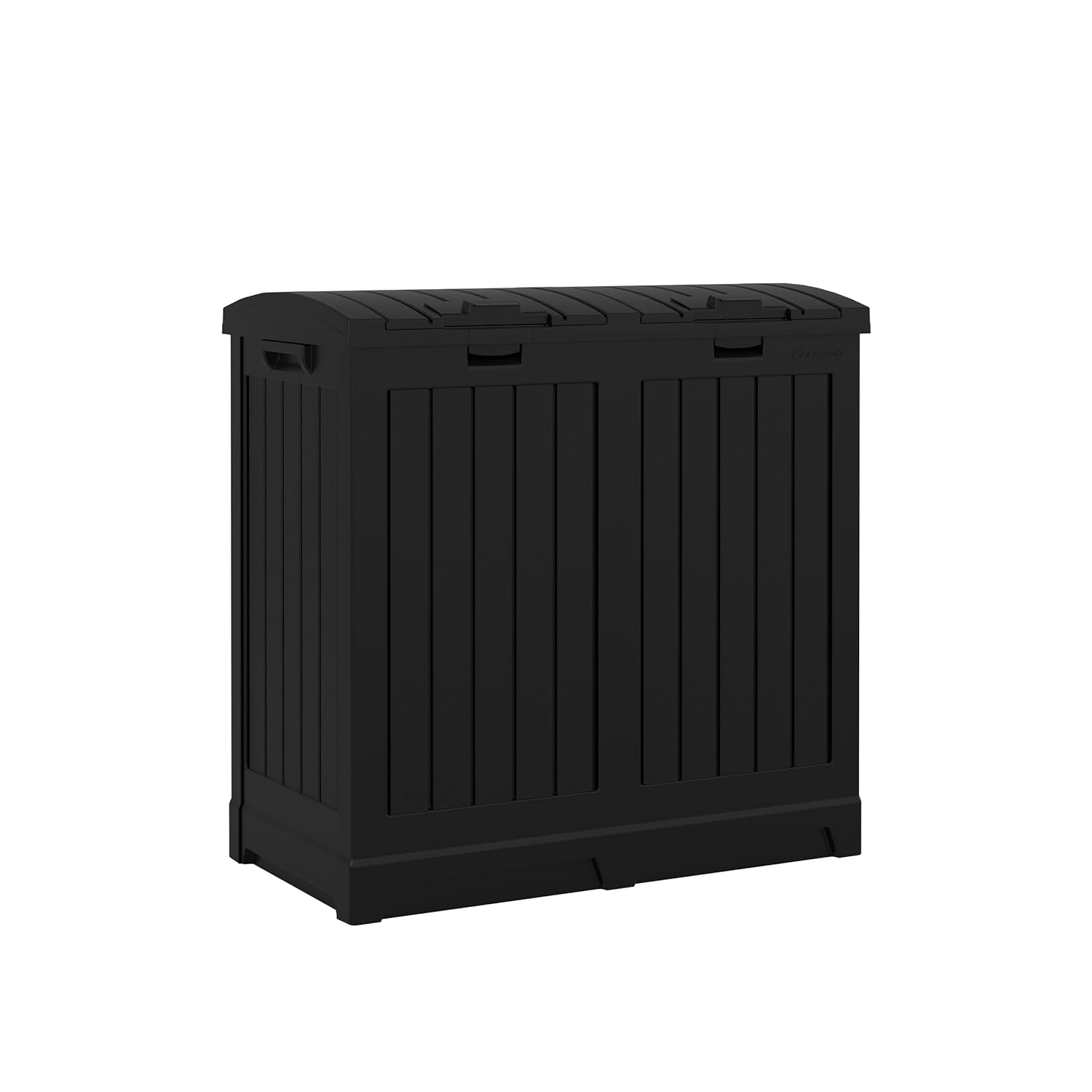 Suncast Dual Trash Hideaway Cabinet for Garbage and Recycle Bags, Discrete Outdoor Trash Cabinet with Concealed Trash Bag Holders, Holds Two 33-Gal. Bags, Made in the USA