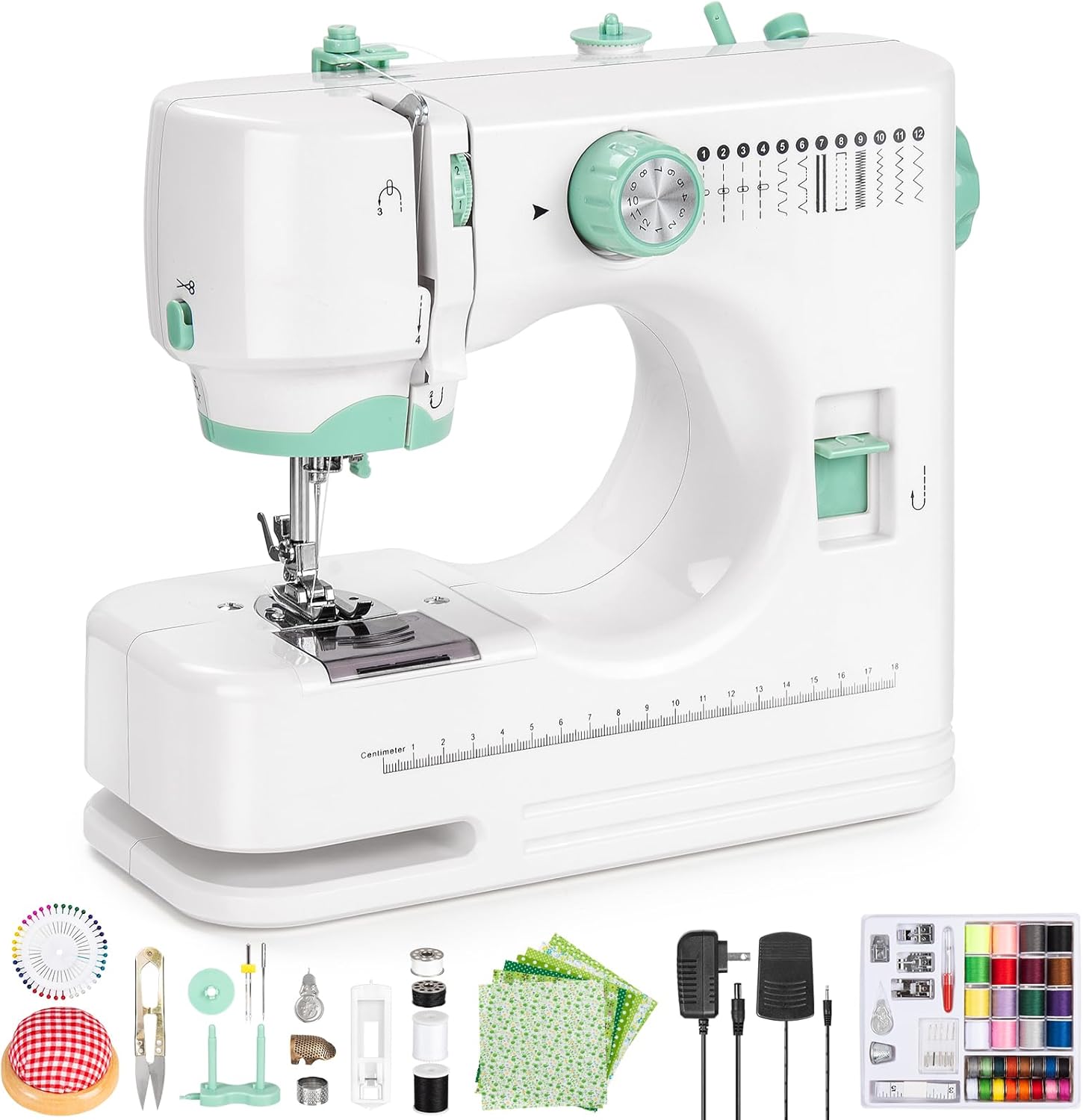 Sewing Machine for Beginners, Mini Sewing Machine with Sewing Kits, Electric Portable Sewing Machine with Full Featured, Built-in 12 Stitches, Twin Needle
