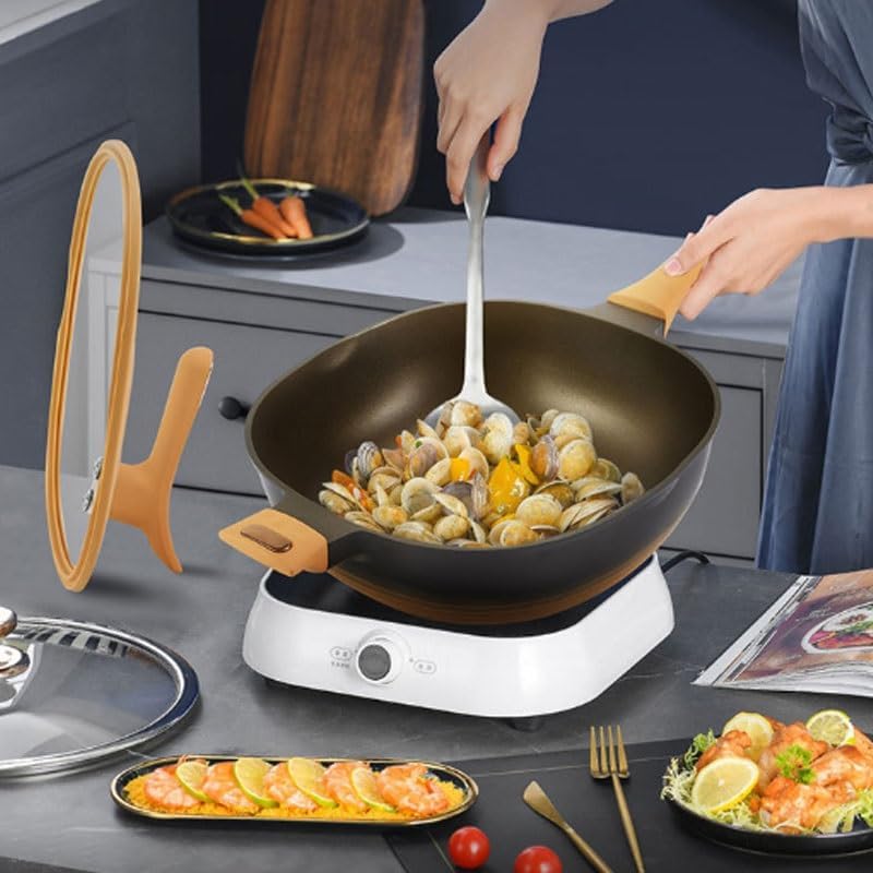 The Hybrid Non-Stick Wok Alloy Non-stick Pan Flat Bottom Cooking Wok Gas Induction Cooker Suitable Square Pot Family kitchen
