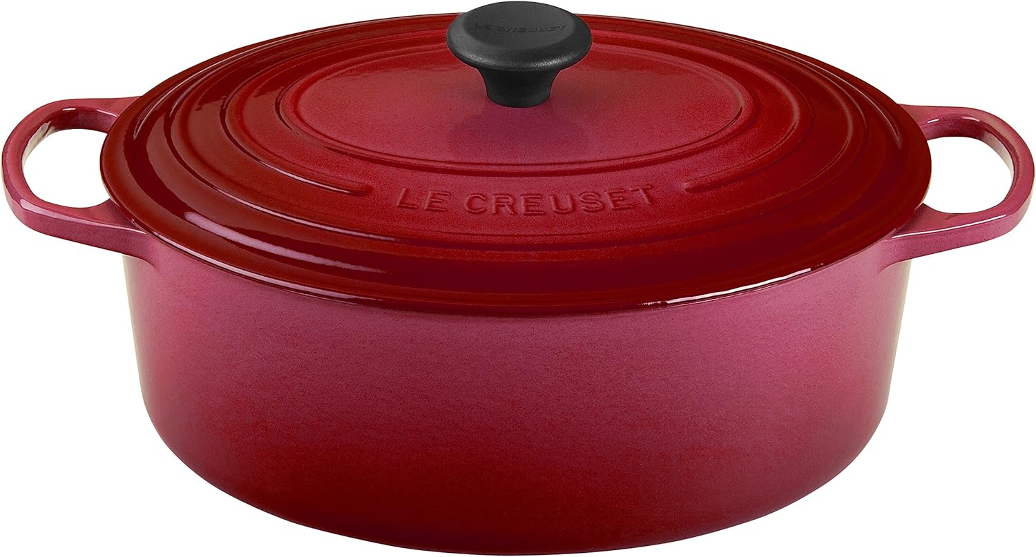 Le Creuset Enameled Cast Iron Signature Oval Dutch Oven, 9.5 qt., Cerise
