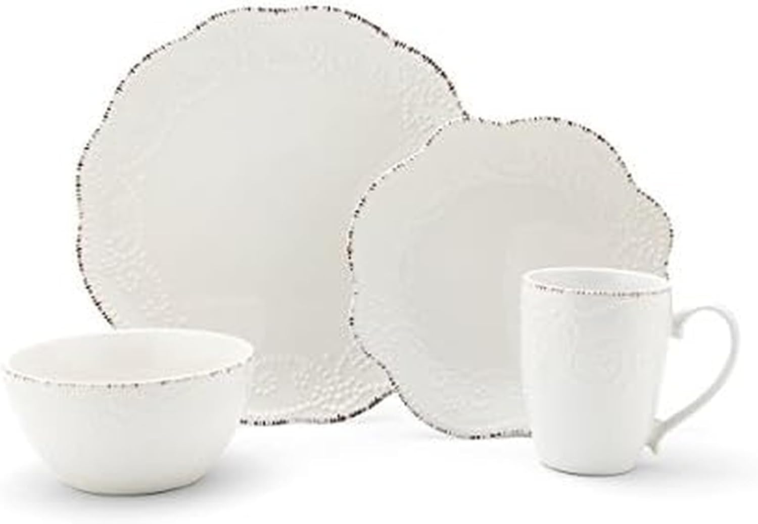 Pfaltzgraff Everly 16-Piece Stoneware Dinnerware Set, Service for 4, White