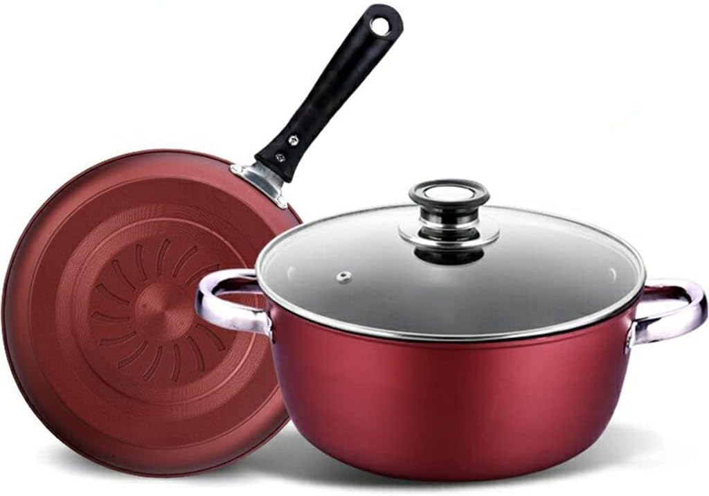 Cookware Set Soup Pot Set Frying Pan Milk Pot Cooking Pot Pan Induction Cooker Non-Stick Pan Set Casserole Wok(D)
