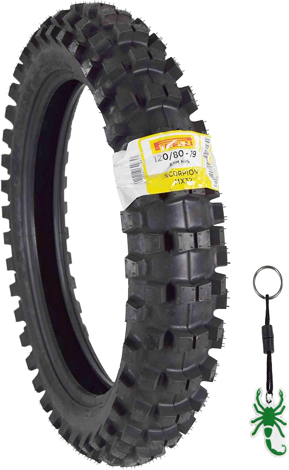 Pirelli Scorpion MX 32 Mid Soft 120/80-19 Rear Dirt Bike Tire with Keychain - Single